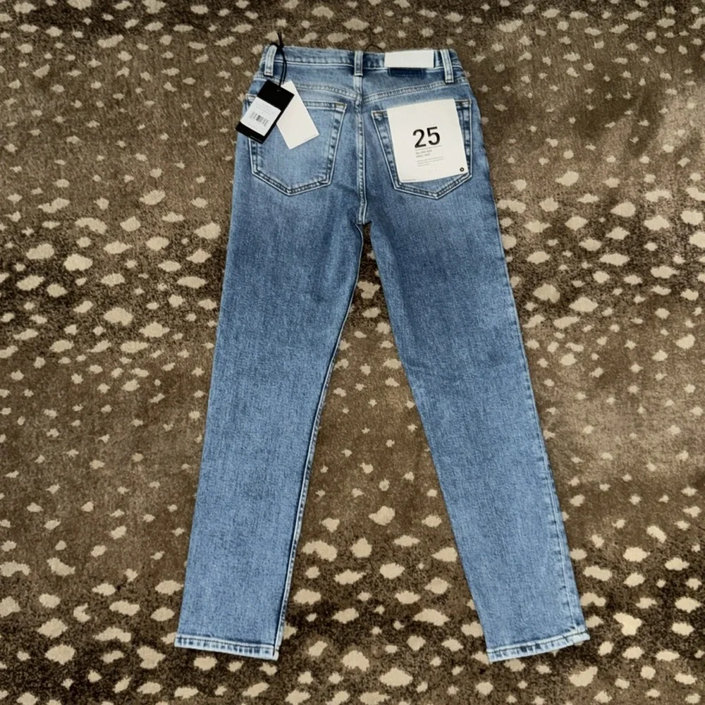 RE/DONE 90s High Rise Ankle Crop in Bright Faded Blue Sz 25 NWT - Picture 3 of 9